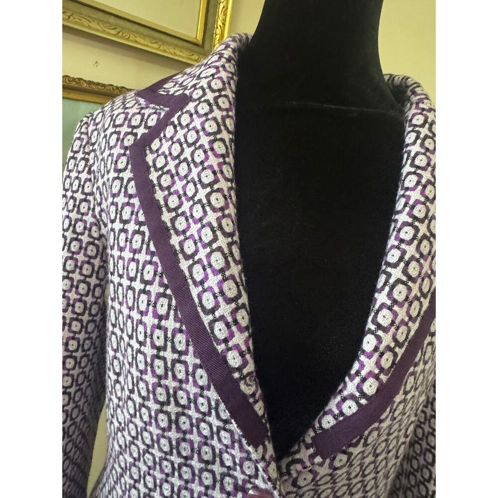 Vintage Sag Harbor Size 10 Purple Geometric Wool Blend Mod Blazer Jacket - Picture 3 of 9